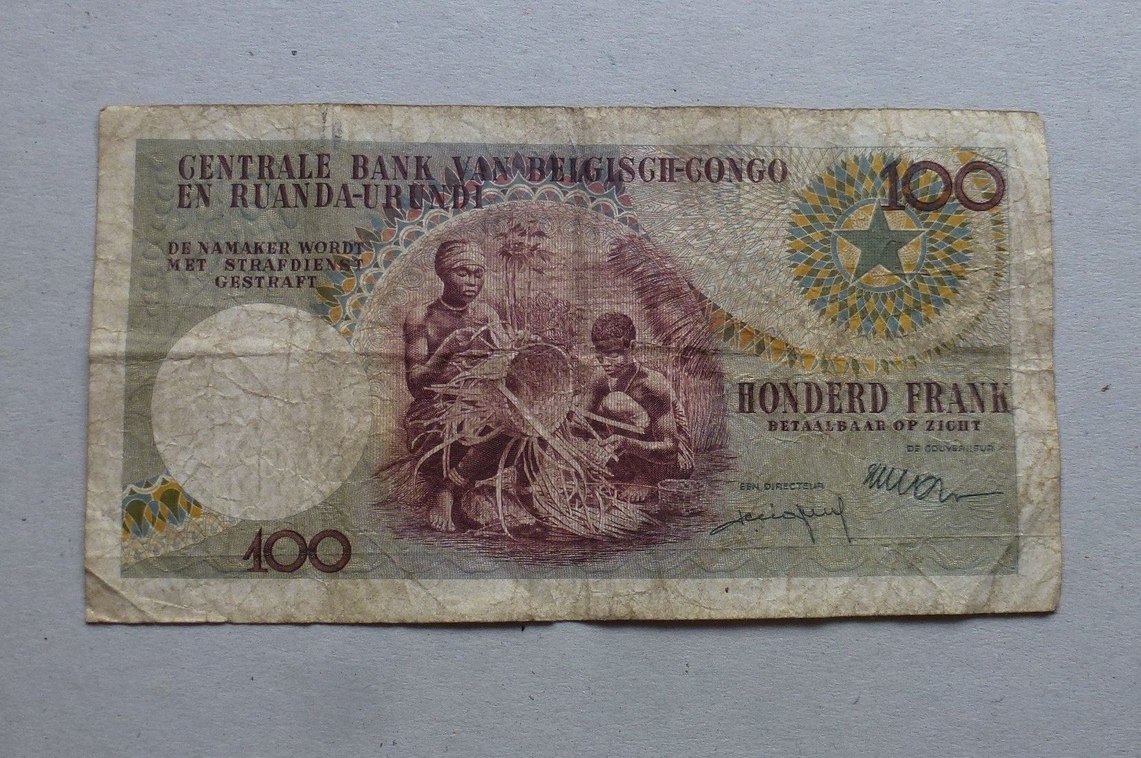 Banknoten: Congo Belge ++ 100 Francs 1960 – Gebraucht aus Walkringen von Casablanca777 1