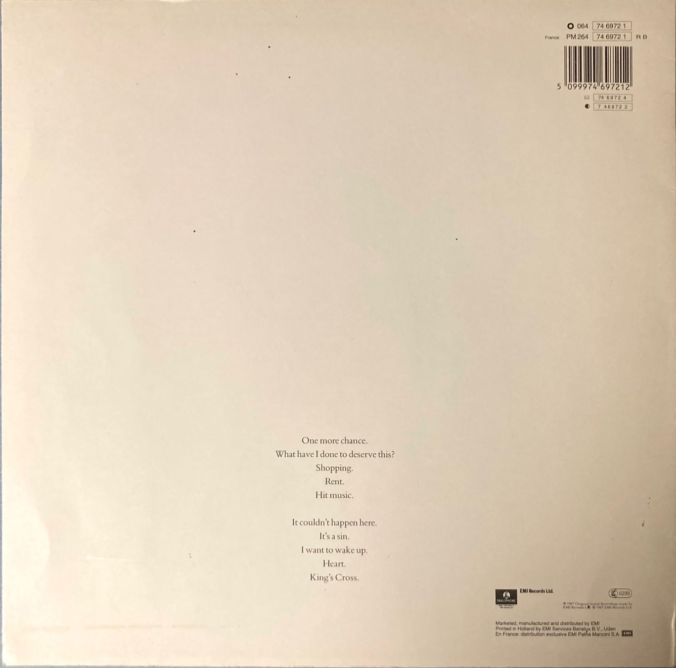 Schallplatten: PET SHOP BOYS - ACTUALLY – Gebraucht aus Poliez-Pittet von Newtown-Records 1