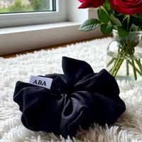 Scrunchie - Solid Black - Dupioni Seide - Handgemachte -Neu!