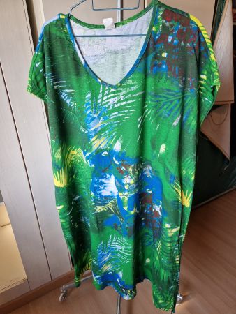 Kleid Grün, Blau gemustert