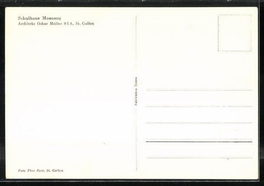 Cartoline postali: Mosnang, Schulhaus um 1950 – Usato da Frauenfeld venduto da POML 1