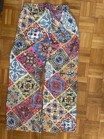 Pantalons libre T36 colorée rouge/bleu 