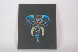 GEMALTES BILD ELEFANT NEON-STYLE (KÖNIG)