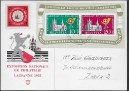 1955 illust. Karte LAUSANNE Block W35 Sonder-o Vign. ab 1.-
