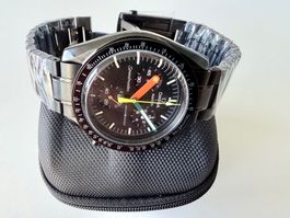OMEGA x SWATCH unique customised Moonswatch, black PVD steel