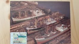 carte maximum BELGIQUE 1984 vue des cales sèches à ANVERS