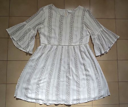 Vestito donna Vila bianco a righe maniche a campana,Taglia M