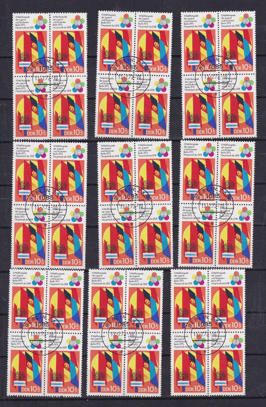 Tutti i francobolli: DDR 1973 LOT Oblitérés  par multiples – Usato da Nyon venduto da an54