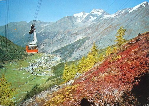 Ansichtskarten: SAAS-FEE mit Felskinnbahn - Luftseilbahn – Gebraucht aus Jona von philajona