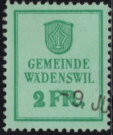 Tutti i francobolli: 2 Fr. Fiskalmarke der Gemeinde WÄDENSWIL – Usato da Eglisau venduto da Chperfins
