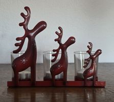 Weihnachtlicher Teelichthalter mit Hirschen, rot🎄🦌 Neu!