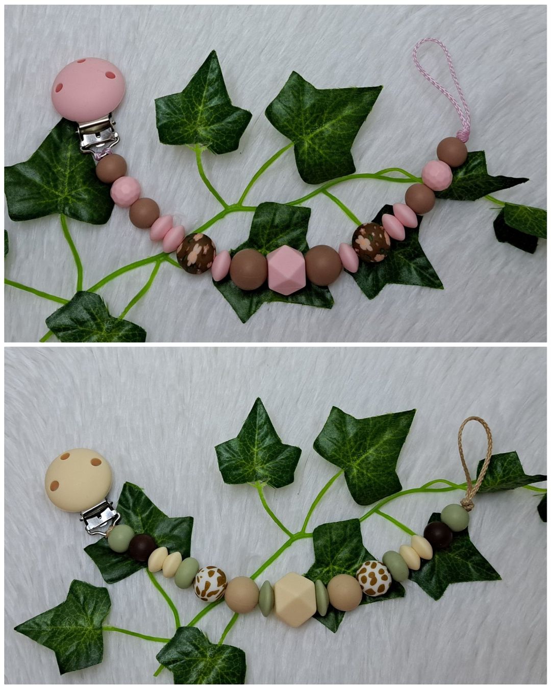 Succhiotti & catenelle porta ciuccio: Nuggikette Rosa oder Beige – Nuovo e nell'imballaggio originale da Oberurnen venduto da rotty80