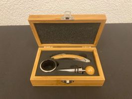 Wein Zubehör Set "Burgund", in Holz-Schatulle
