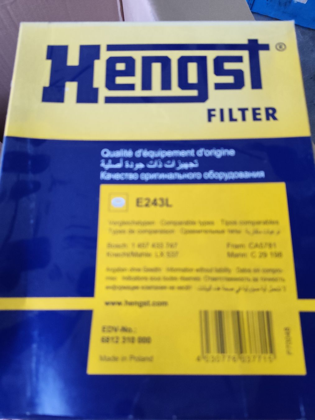 Volkswagen Alle Autoersatzteile: Hengst Luftfilter E243L VW T4 neu – Neu (gemäss Beschreibung) aus Rebstein von andi322 2