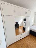 Grande armoire blanche 200 cm avec miroirs et tiroirs 