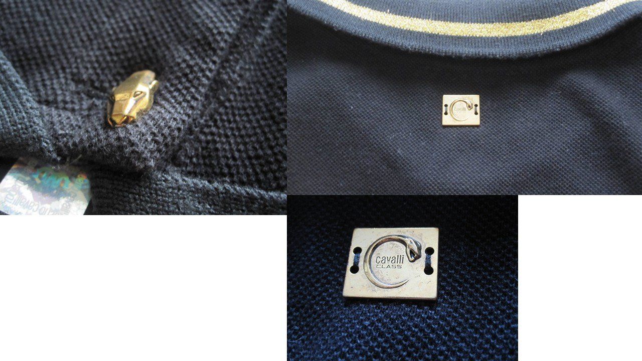 Roberto Cavalli Magliette Polo: Polo ROBERTO CAVALLI CLASS Noir liseré doré – Usato da Nyon venduto da WHTF 5