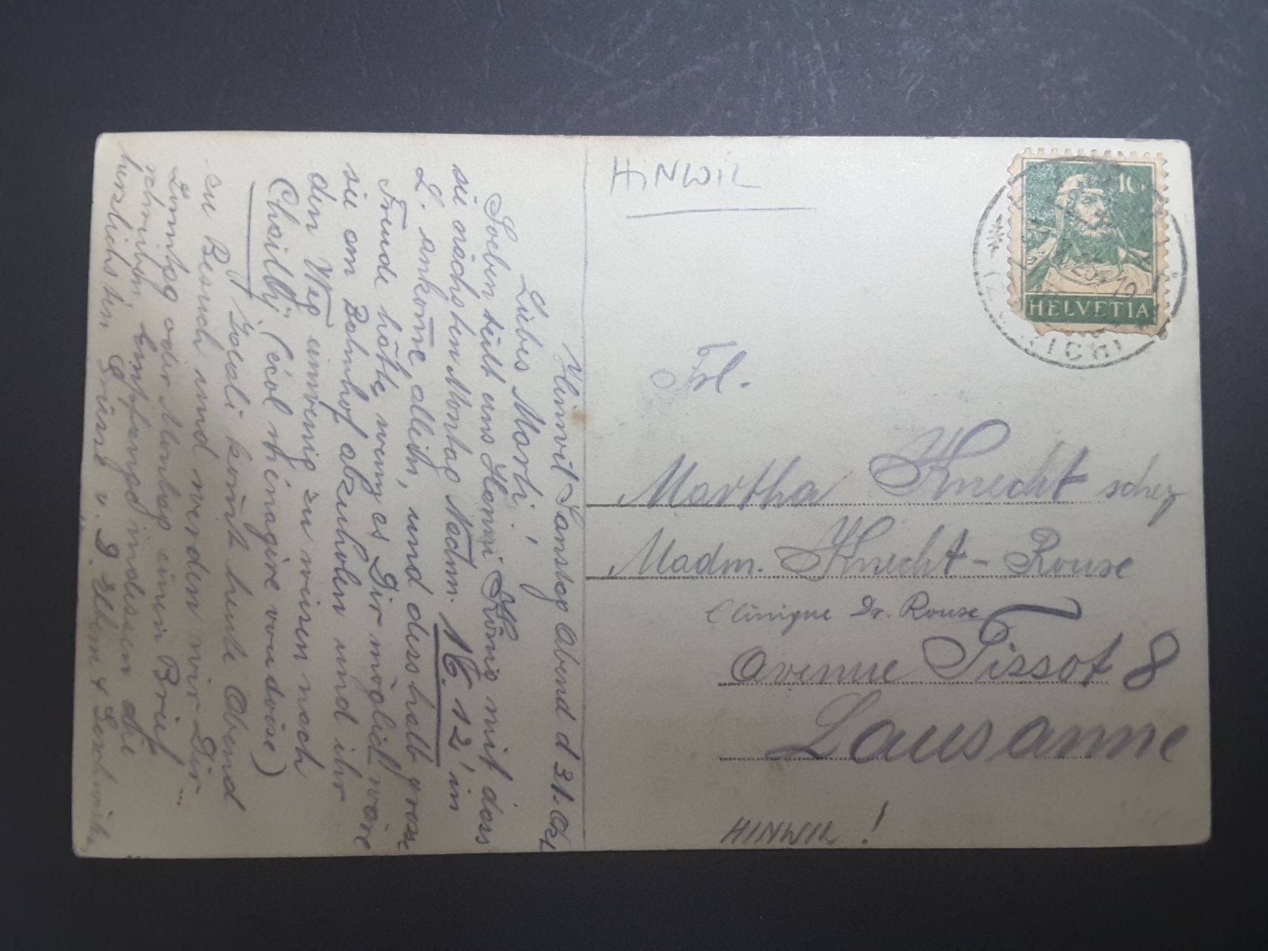 Cartoline postali: Fotokarte Hinwil ZH , 1925 – Usato da Reichenburg venduto da Pipo-67 1