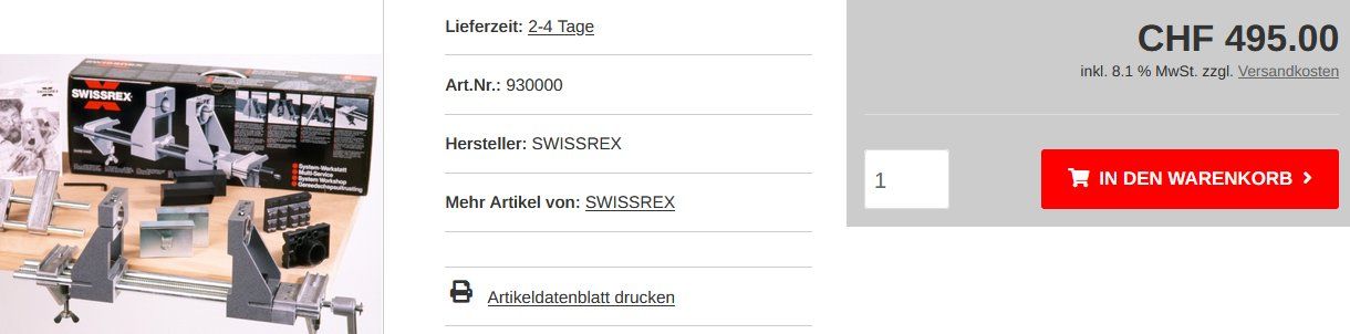 Swiss Tutti gli attrezzi: System-Werkstatt SWISSREX Multi-Service – Usato da Collonges venduto da arashee 1