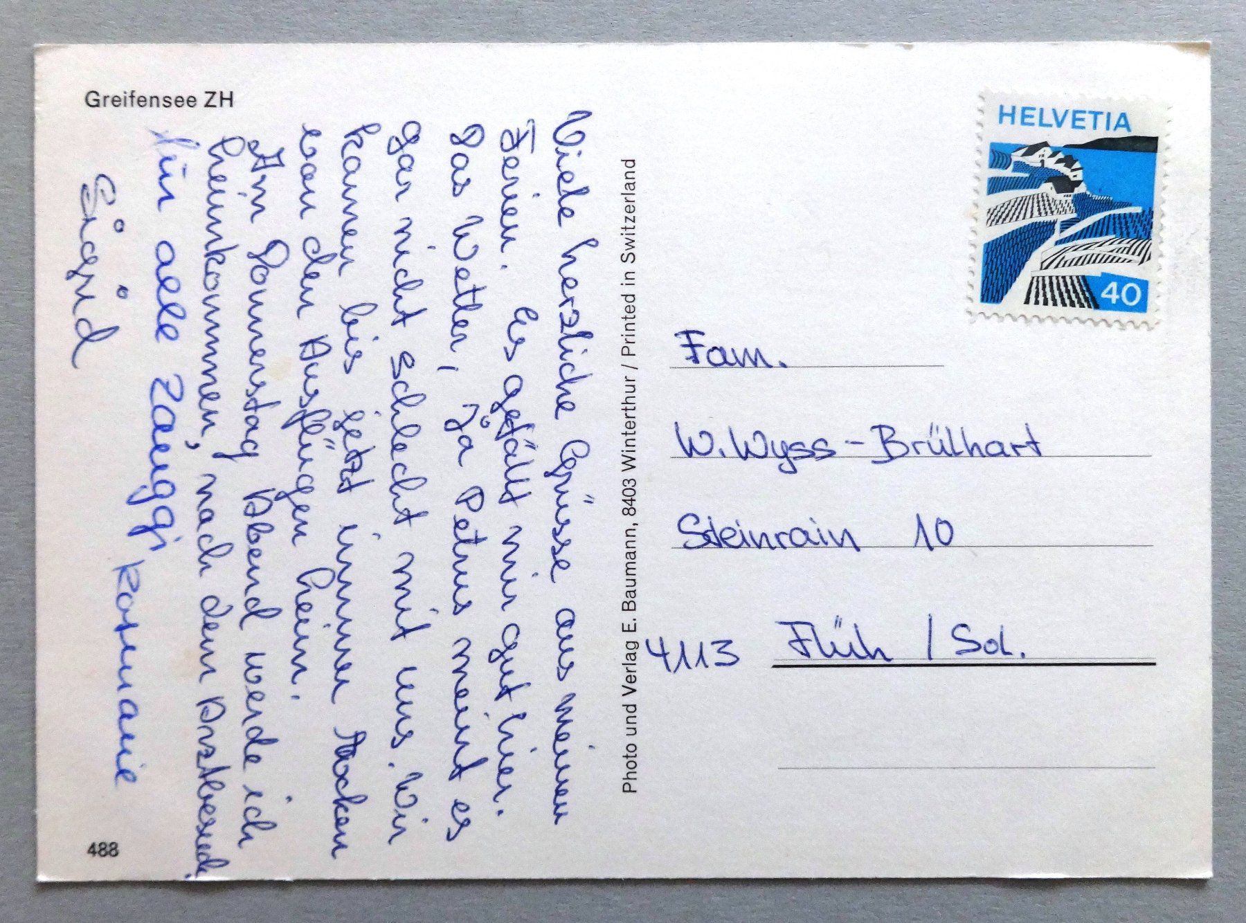 Cartoline postali: Greifensee ZH – Usato da Fétigny venduto da Billy2miny 1