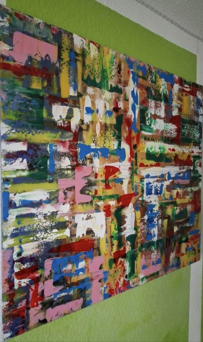 Dipinti: Gemälde " Bunt " handmade 88×88×3 – Nuovo (secondo la descrizione) da Riehen venduto da Steinbock1970 2