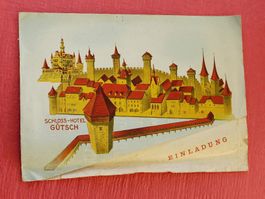 Litho Prospekt Einladung / Schloss Hotel Gütsch Ausgabe 1959