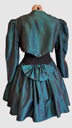 Wunderschönes schwarz grünes Cocktailkleid mit Jacke Gr. M