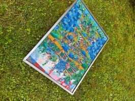 Bali Acrylbild "Nimade Re Pun" handgemalt signiert, 80Jahre