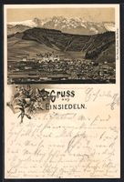 Litho Einsiedeln, Otsansicht mit Alpenpa