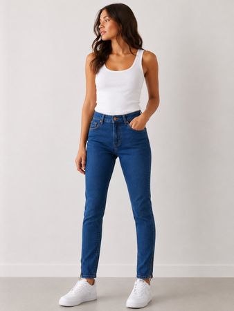 Zara Damen Jeans Slim Fit Blau Gr. 38 Reissverschluss