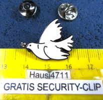 FRIEDENS-TAUBE WEISS PIN ENAMEL MIT SECURITY-CLIP