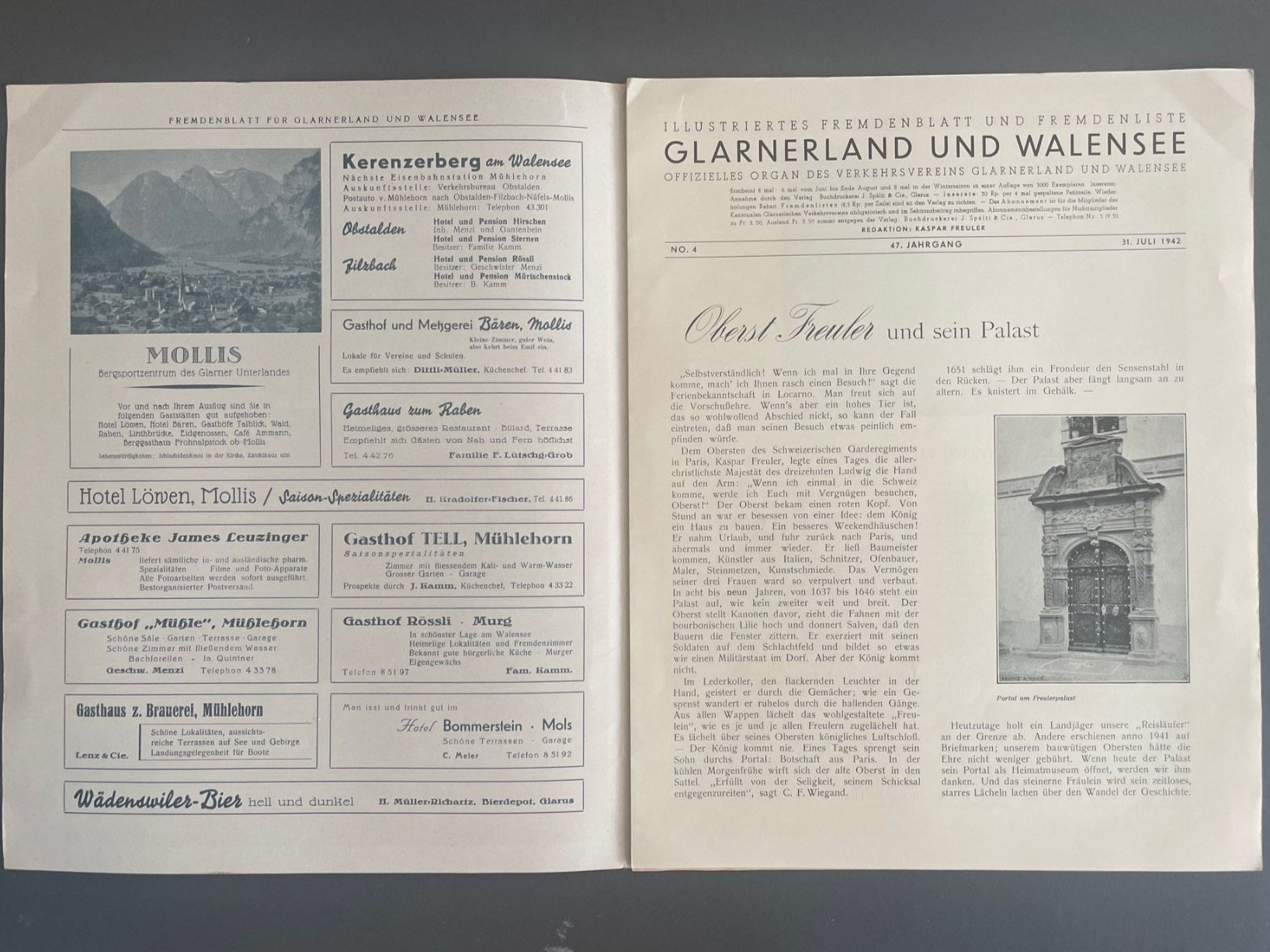 Documenti: Herbert Matter grossformatiges Fremdenblatt Glarnerland – Usato da Luzern venduto da oh_08 1