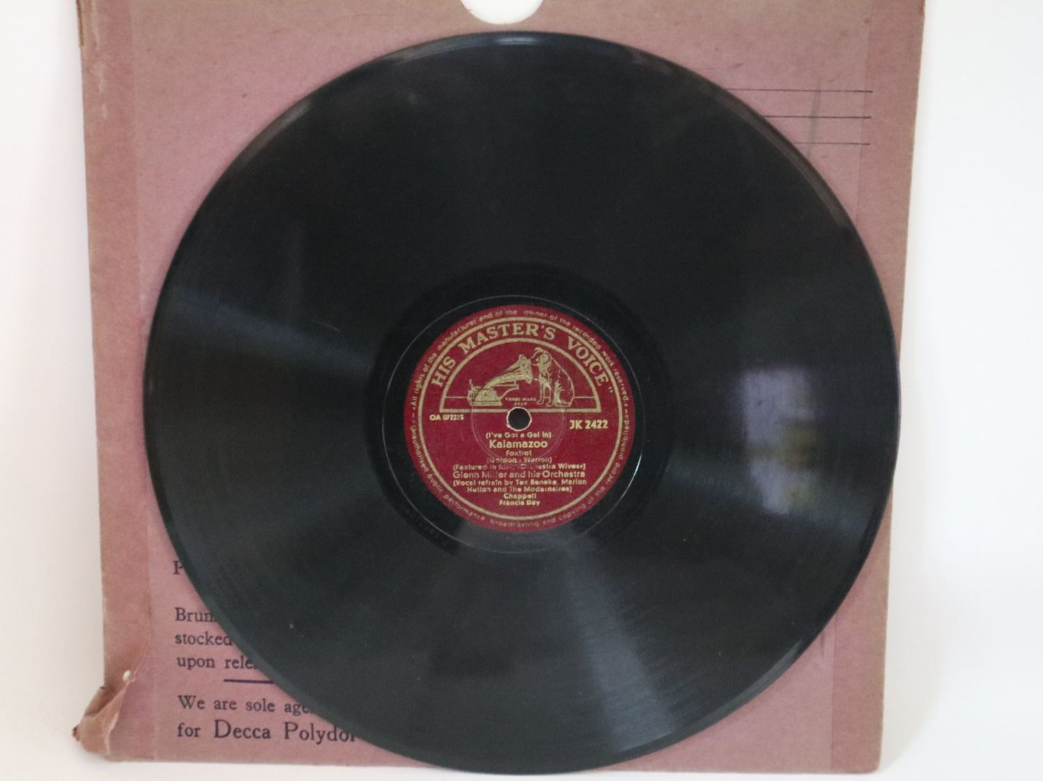 Dischi in vinile: Schellack Glenn Miller Kalamazoo / Blue Moonlight – Usato da Eschenbach SG venduto da Astalavista 1