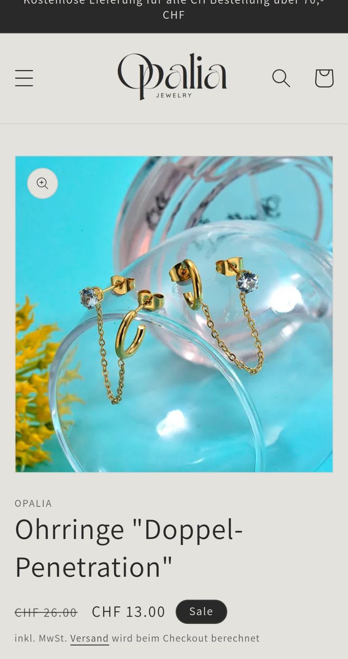 Gioielli per piercing: Ohrringe gold mit Kristall, Piercing – Nuovo e nell'imballaggio originale da Zürich venduto da Schnaeppchen_for_her