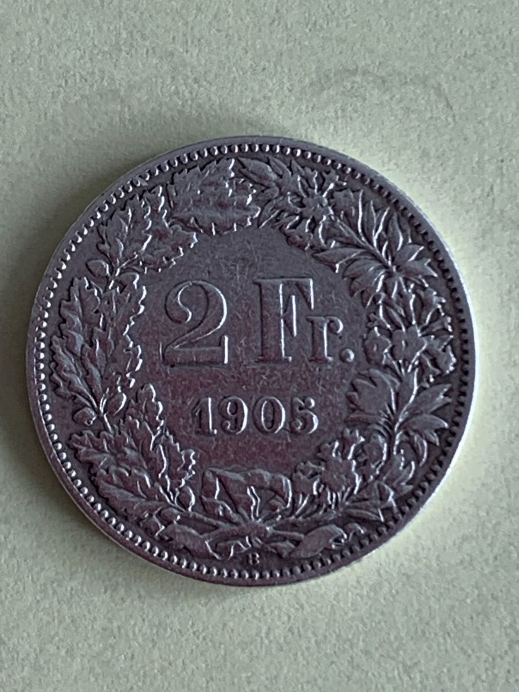 Tutti le monete: Seltene Schweizer 2 Fr. Münze von 1905 – Usato da Felben-Wellhausen venduto da Bruno8500