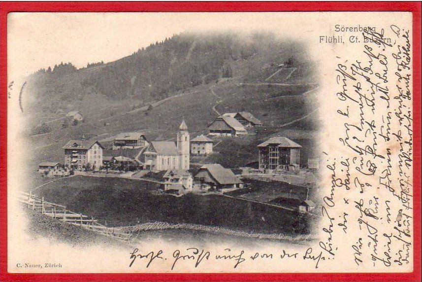 Cartoline postali: SÖRENBERG, FLÜHLI, 1912 – Usato da Grüningen venduto da Kartenlaube