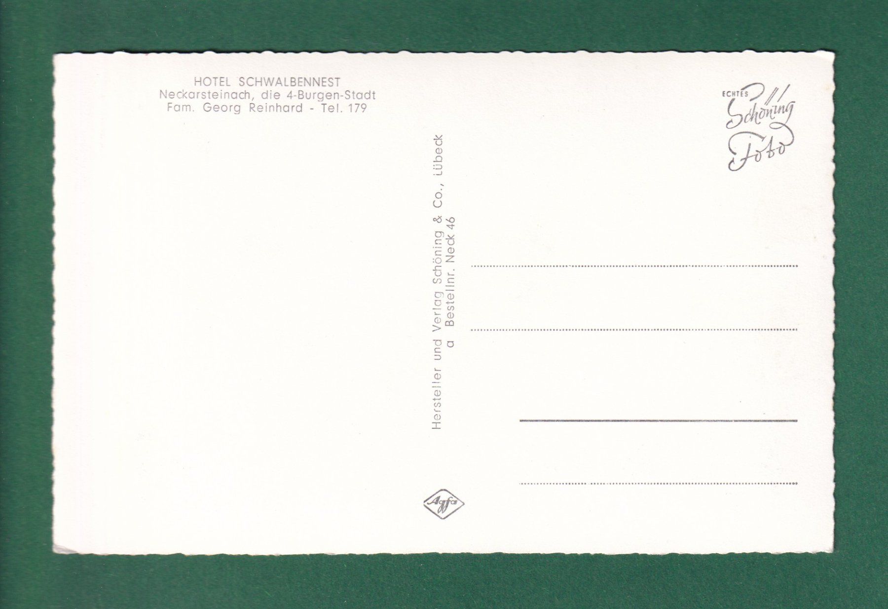 Cartes postales: NECKARSTEINACH - Hotel Schwalbennest – D'occasion à Pully par nicecards-shop 1