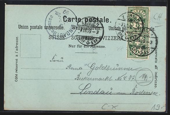 Cartoline postali: Mondschein-Lithographie Rapperswyl, Pano – Usato da Berlin venduto da bartko-reher 1