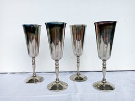 4 Vintage Sektkelche Metall versilbert Made in Spain