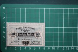 currency voucher austria tirol 50 heller 1920