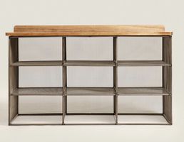 Schuh Bank / Regal aus Holz und Metall