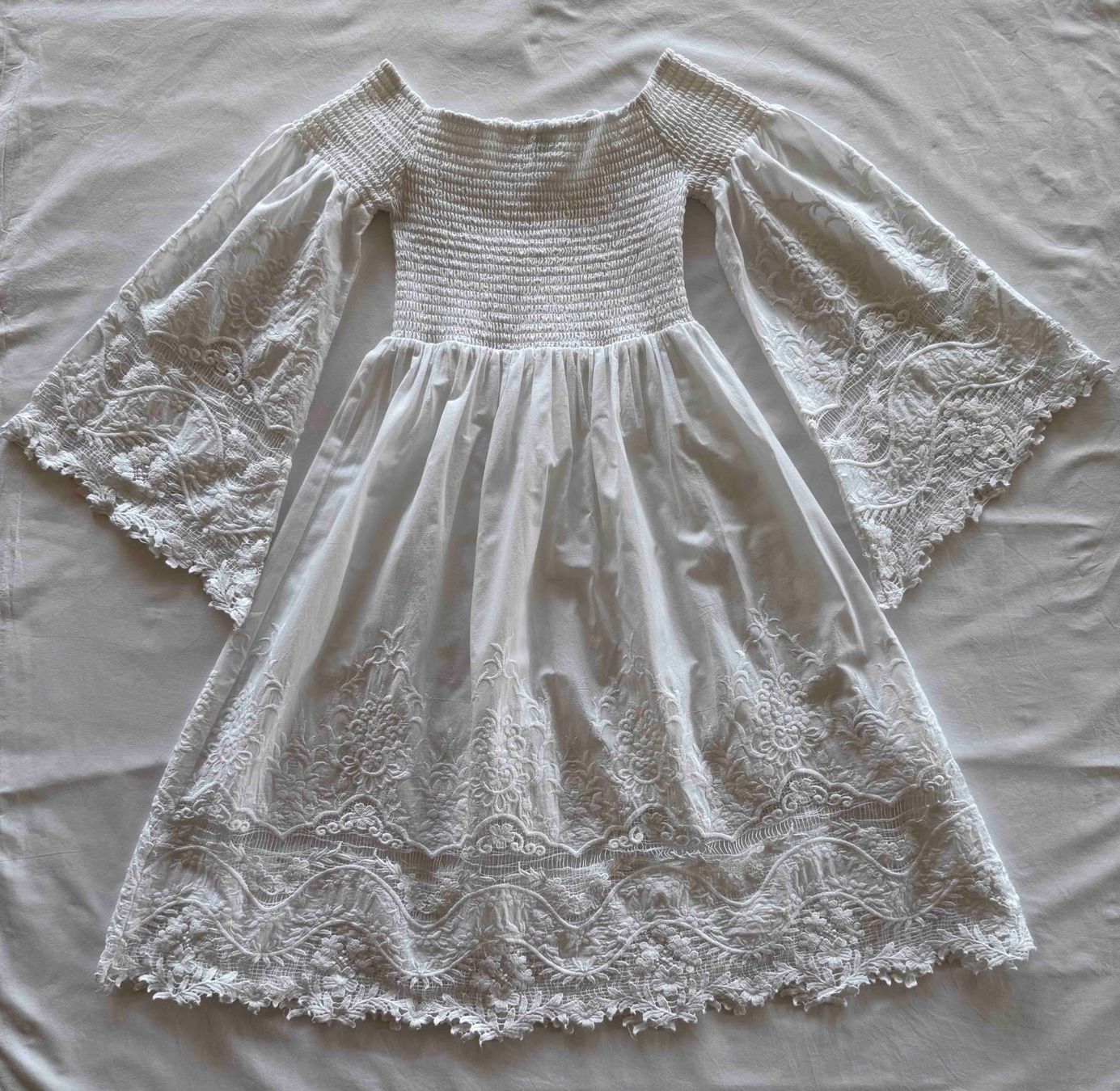 Vestiti: Weisses Damen Baumwollkleid mit Spitzen, Gr. S – Usato da Balzers venduto da Anna101