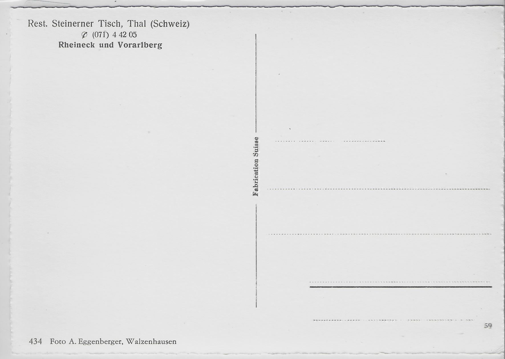 Cartoline postali: Rest. Steinerner Tisch Thal - Rheineck – Usato da Ettingen venduto da Kartenplanet 1