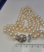 Perlen Collier Mit 18 Karat 750 WG/Diamanten Verschluss