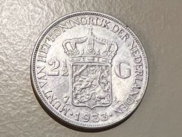 Niederlande 2 1/2 Gulden 1932 Silber