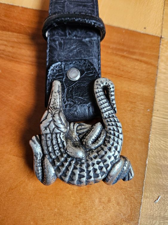 La Bottega Del Calzolaio Herrengürtel – Handgefertigt In Italien, Kalbsleder Mit Krokodilprint, 3,5 Cm Breit