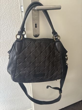 Handtasche Liebeskind Berlin Leder schwarz gesteppt 26/30cm