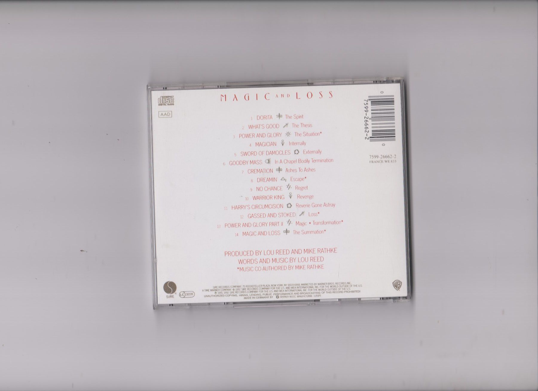 CD: CD Lou Reed Magic and Loss – Usato da Bex venduto da Canouille 1