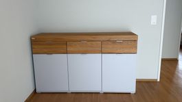 Sideboard Eiche massiv und weiss 3 Türen 3 Schubladen