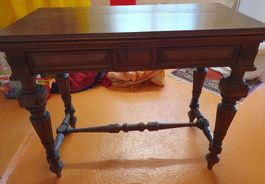 Antiker Holztisch mit aufklappbarer Platte 90cmx46x75 LBH