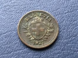 1 Rappen 1927 VZ ungereinigt